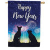 New Year Dogs Silhouette House Flag