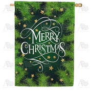 Merry Christmas Pine Branches House Flag