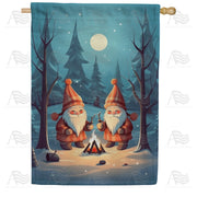 Gnome Winter Campfire House Flag