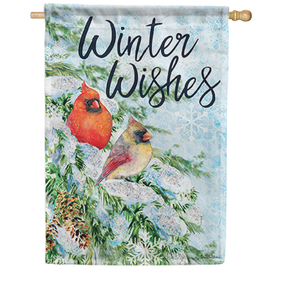 Snowy Pines & Cardinal Dura Soft House Flag