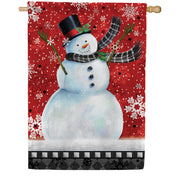 Snowman on Red House Flag