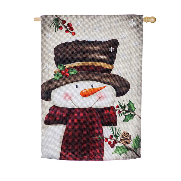 Smiling Snowman Textured Suede House Flag
