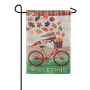 Evergreen Suede 2-Sided Garden Flag - Fall Bicycle