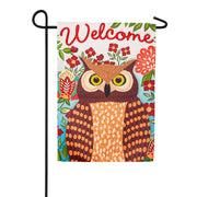 Evergreen Suede 2-Sided Garden Flag - Fall Owl Welcome