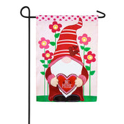 Valentine Gnome Applique Garden Flag