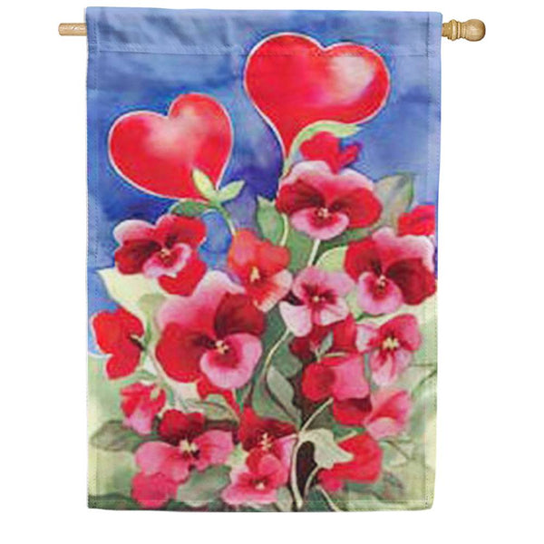 Toland House Flag - Red Pansies