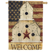Toland House Flag - Americana Birdhouse Welcome