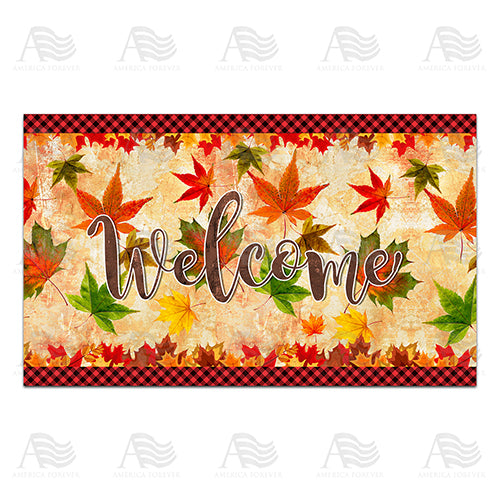 America Forever Fall Leaves Welcome Autumn Doormat