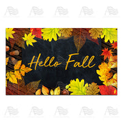 America Forever Hello Fall On Black Slate Doormat