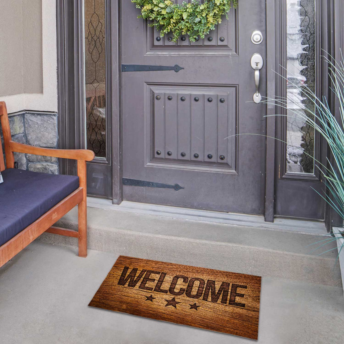 America Forever Branded On Wood Doormat