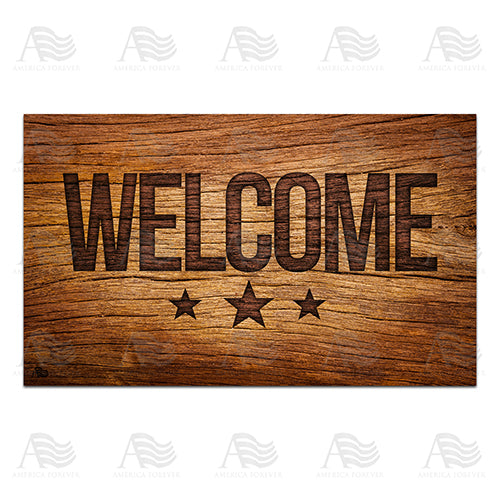 America Forever Branded On Wood Doormat