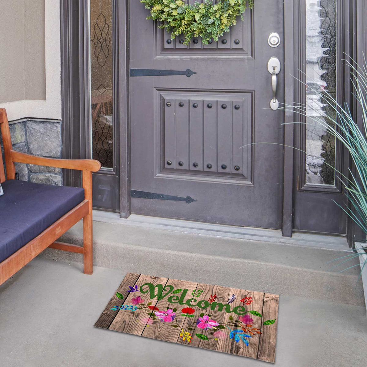 America Forever Flowery Wood Panel Doormat