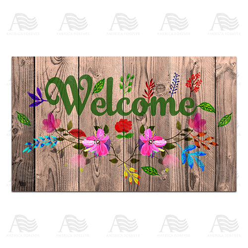 America Forever Flowery Wood Panel Doormat