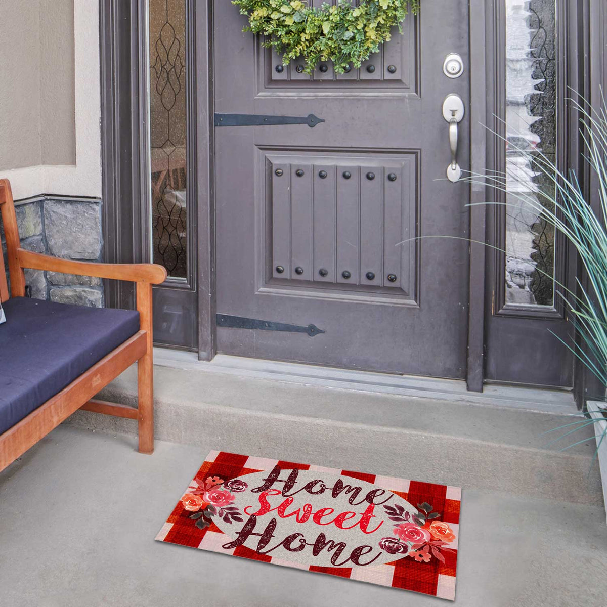 America Forever Red Gingham Doormat