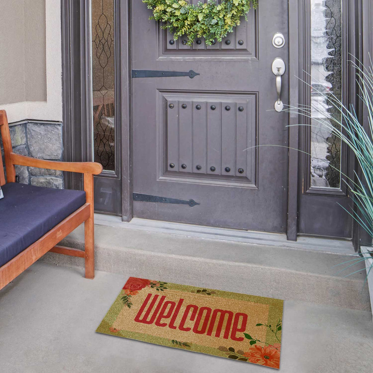 America Forever Floral Welcome Doormat