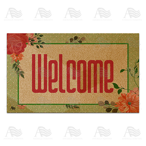 America Forever Floral Welcome Doormat