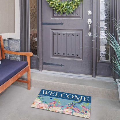 America Forever Blue Flower Garden Doormat