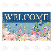America Forever Blue Flower Garden Doormat