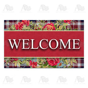 America Forever Flowers And Plaid Doormat