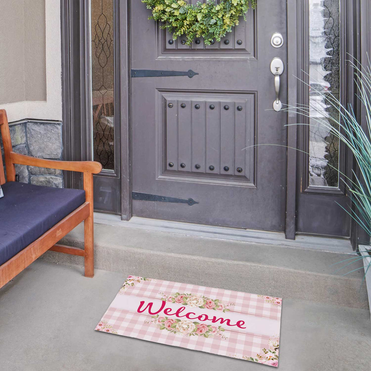 America Forever Rose Gingham Doormat
