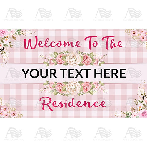 America Forever Personalized Doormat - Rose Gingham