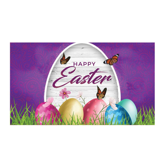 America Forever Wood Grain Easter Wishes Doormat