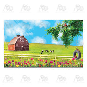 America Forever Spring Farm Swing and Tulips Doormat