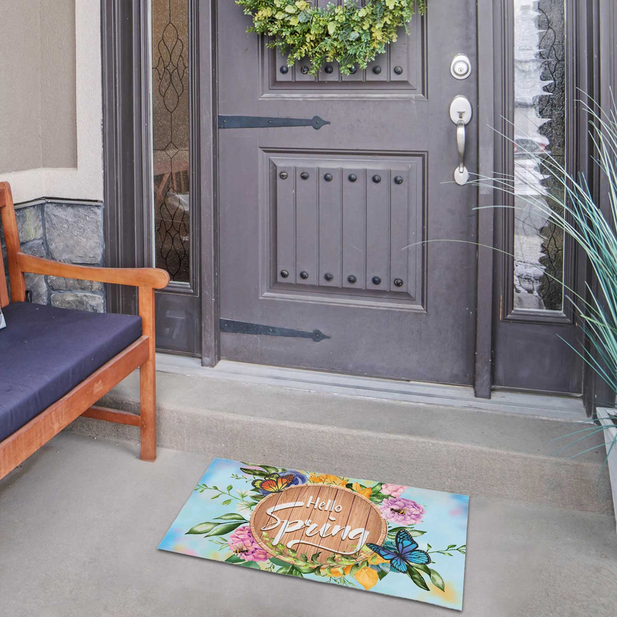 America Forever Hello Spring Wooden Board Doormat