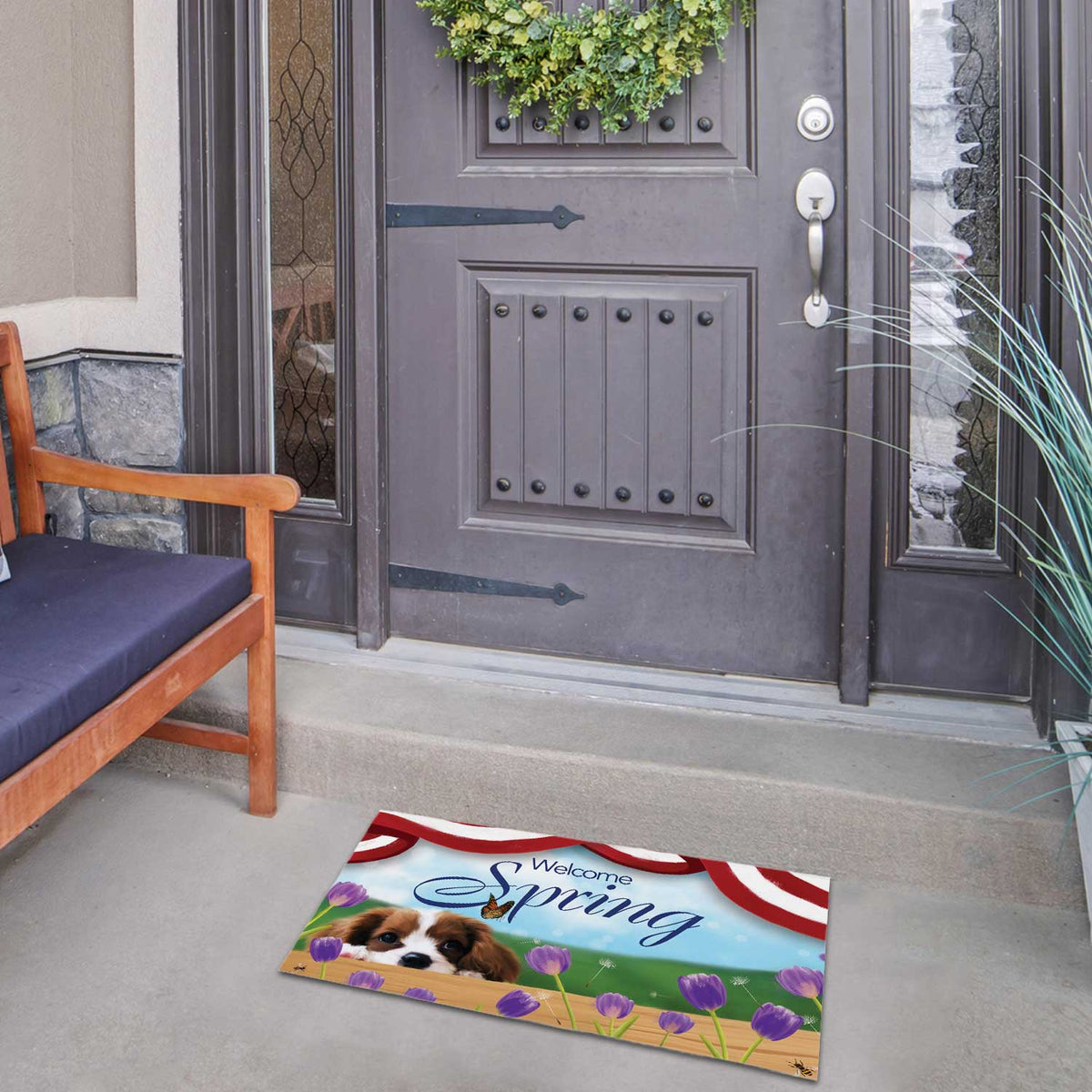 America Forever Spring Charles Spaniel Doormat