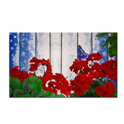 America Forever Patriotic Geraniums Butterfly Doormat