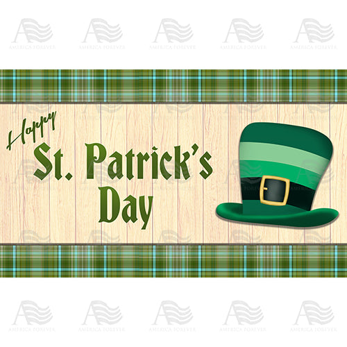 America Forever Green Striped Leprechaun Hat Doormat