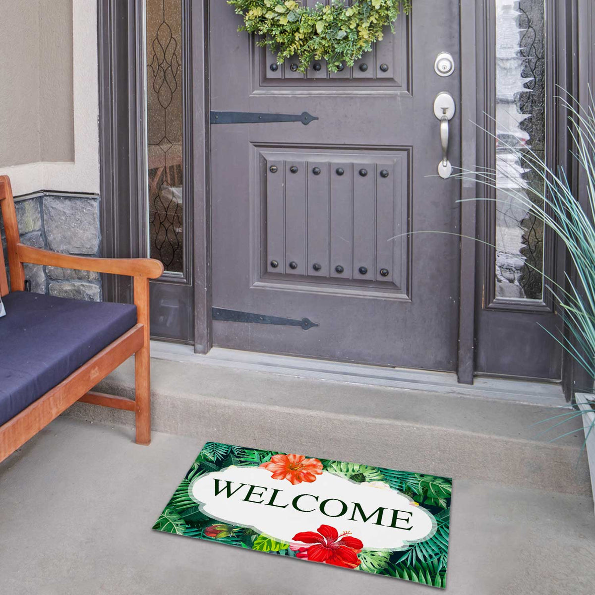 America Forever Hibiscus Doormat