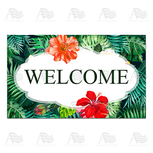 America Forever Hibiscus Doormat