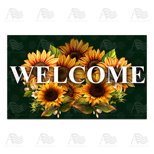 America Forever Sunflower Greeting Doormat