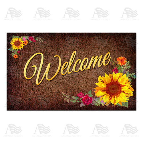 America Forever Sunflower Bouquet Doormat