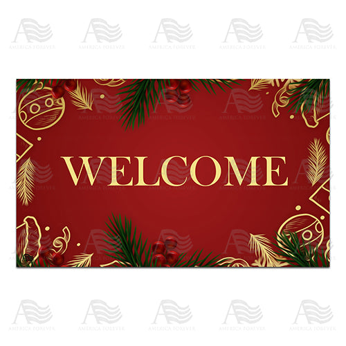 America Forever Christmas Balls & Garland Doormat