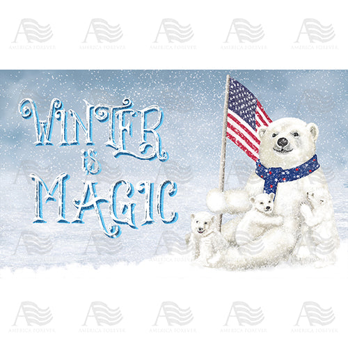 America Forever Polar Bear Snow Family Doormat