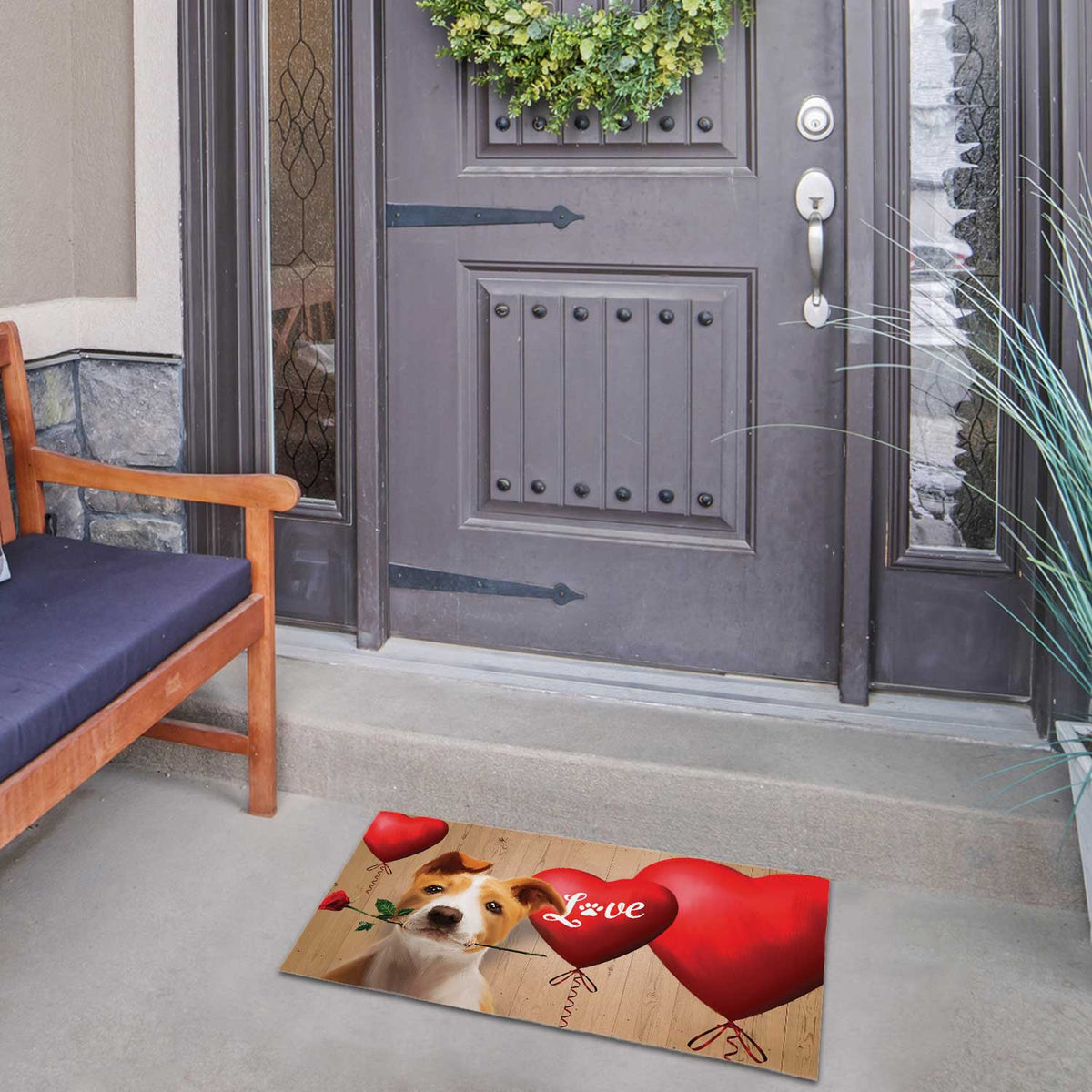America Forever Puppy Love Heart Doormat
