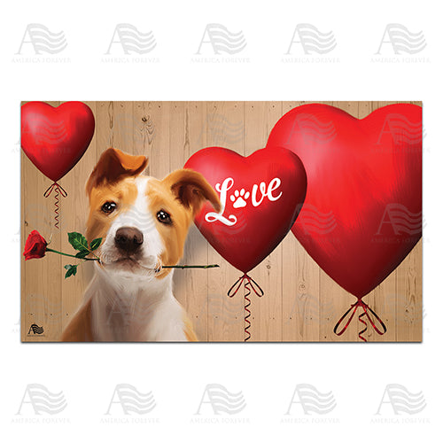 America Forever Puppy Love Heart Doormat