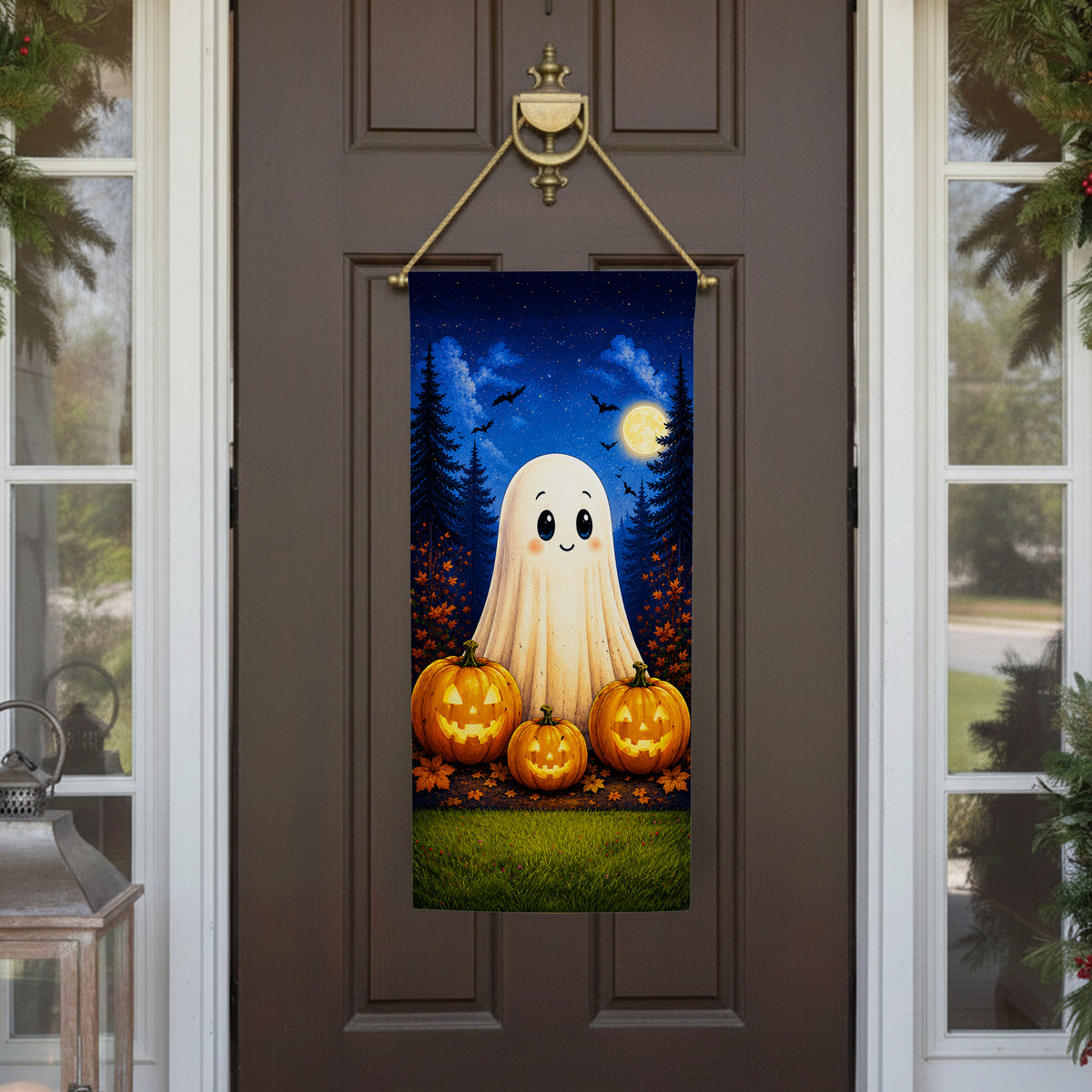 America Forever Cute Ghost and Pumpkins Garden Banner Flag