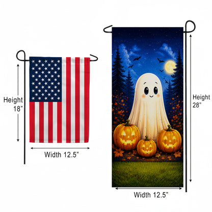 America Forever Cute Ghost and Pumpkins Garden Banner Flag