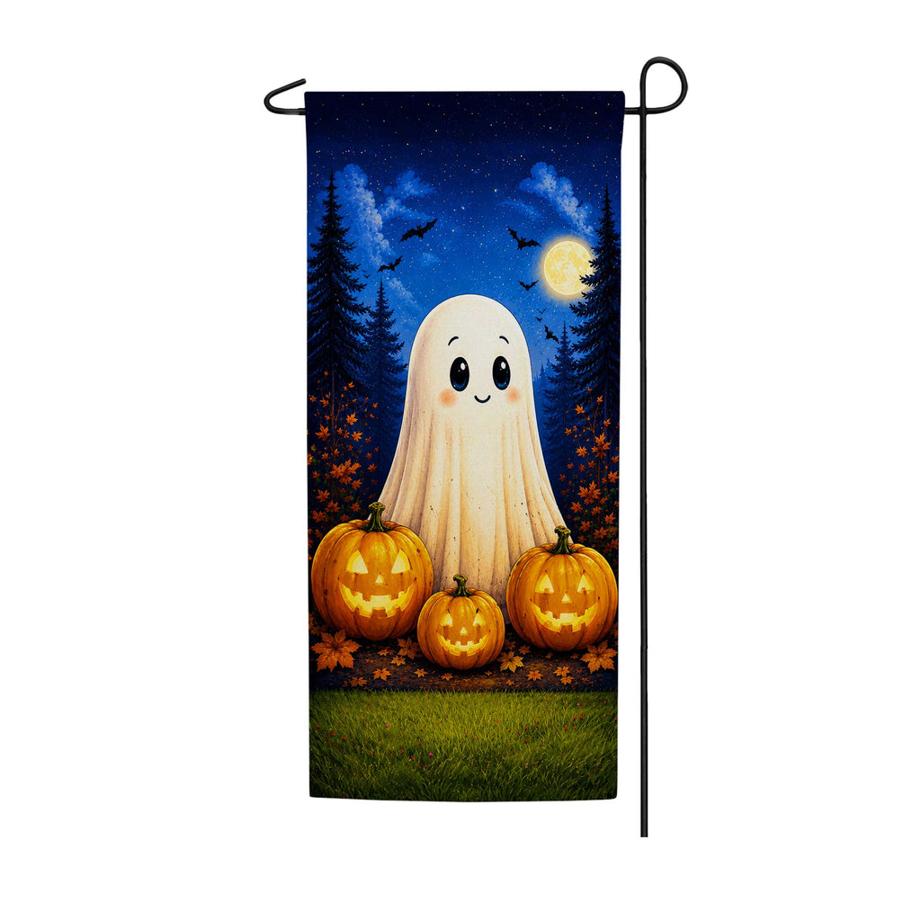 America Forever Cute Ghost and Pumpkins Garden Banner Flag