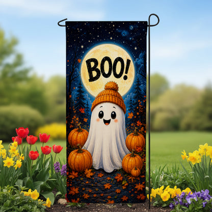 America Forever Boo Ghost With Pumpkins Halloween Garden Banner Flag