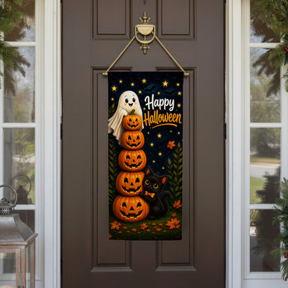 America Forever Happy Halloween Ghost Pumpkin Stack Garden Banner Flag