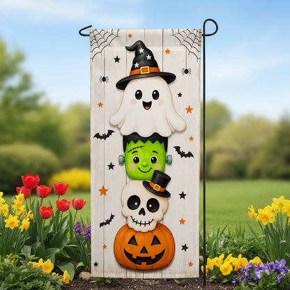 America Forever Stacked Halloween Friends Garden Banner Flag