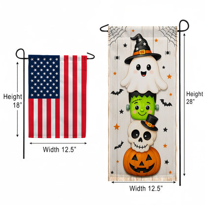 America Forever Stacked Halloween Friends Garden Banner Flag