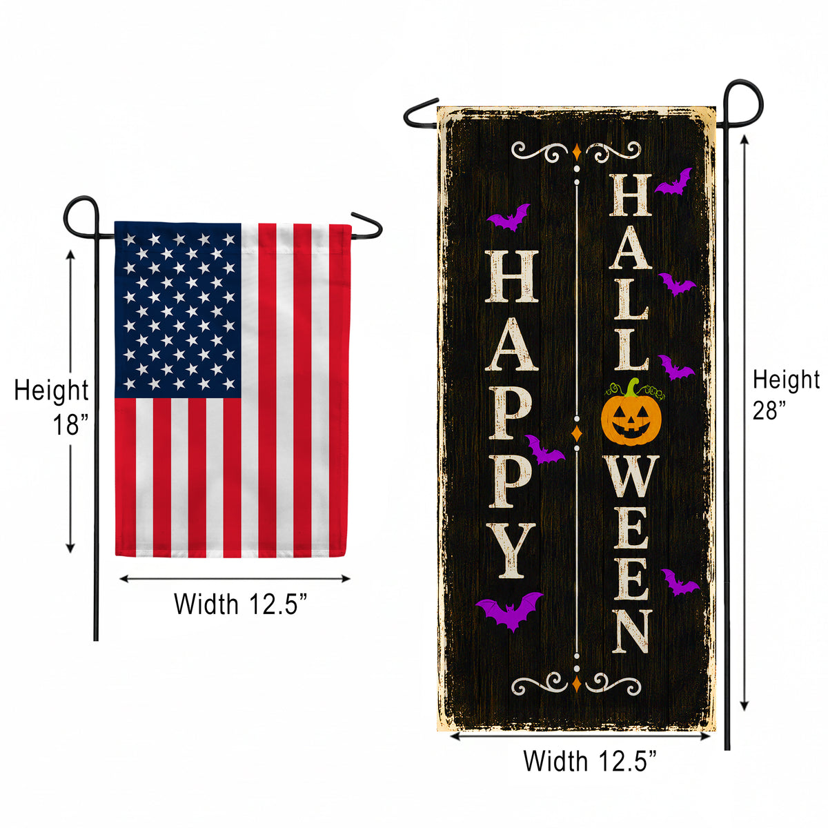 America Forever Happy Halloween Pumpkin Bats Garden Banner Flag