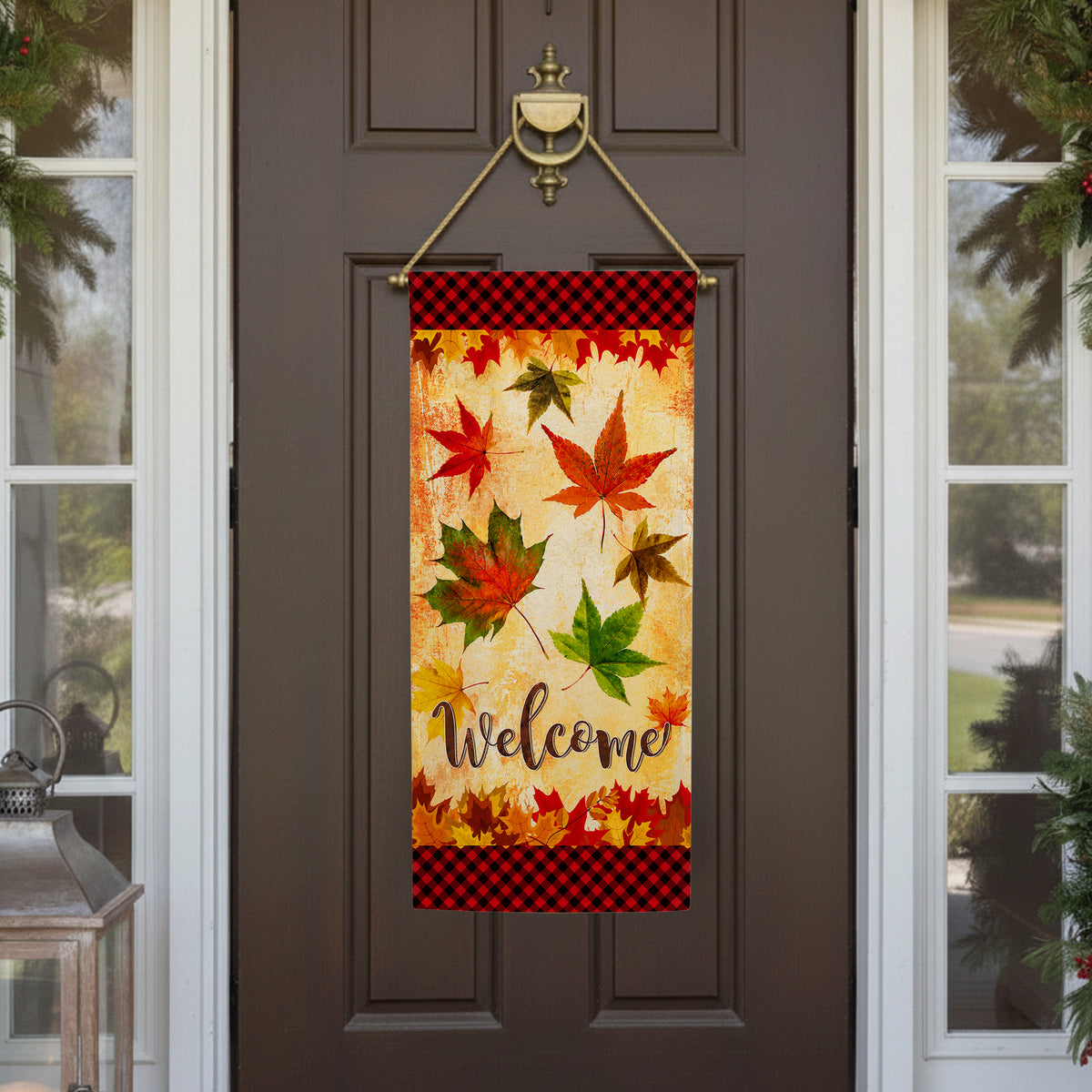 America Forever Fall Leaves Welcome Garden Banner Flag