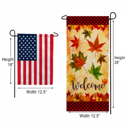 America Forever Fall Leaves Welcome Garden Banner Flag