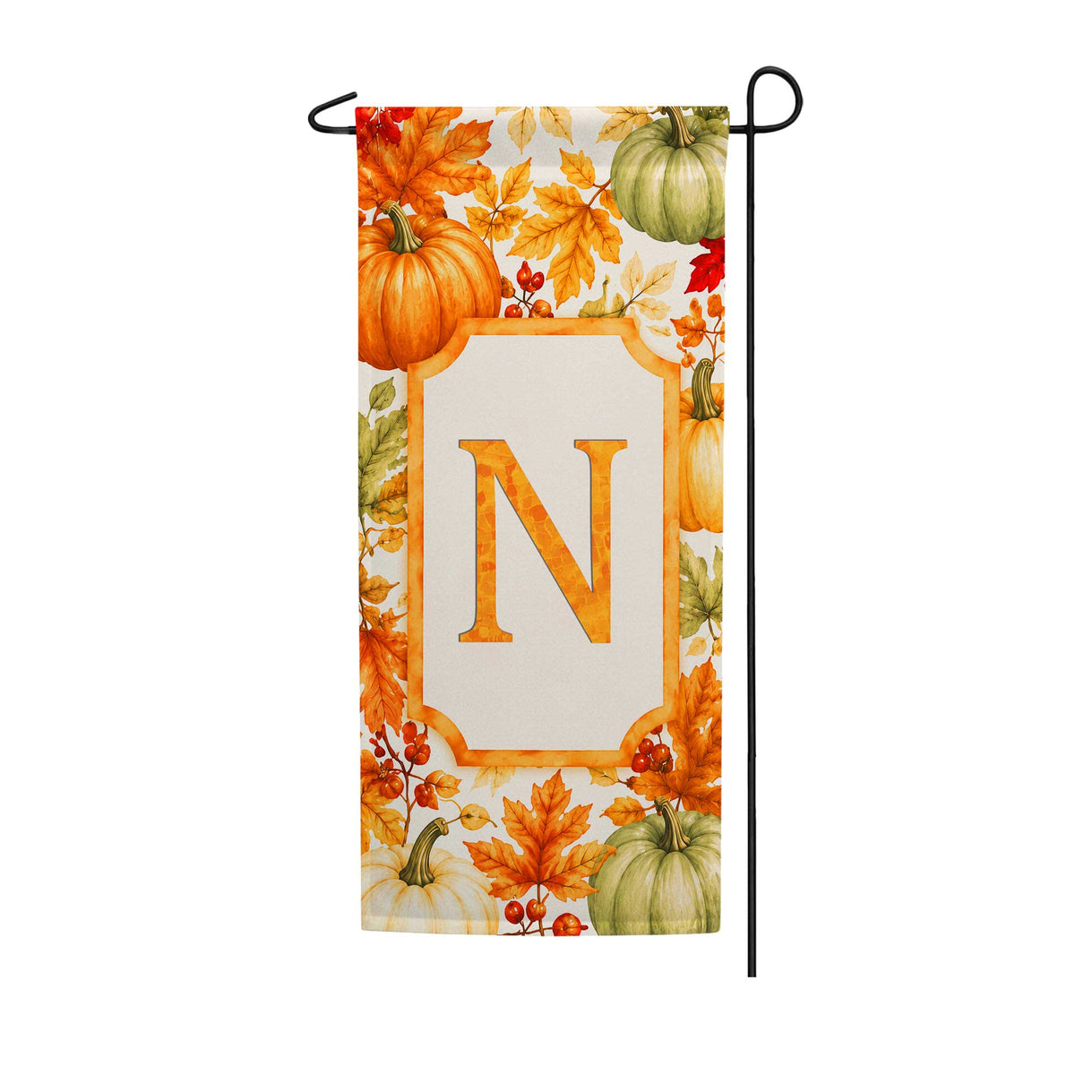 America Forever Fall Pumpkin Monogram Banner Flag